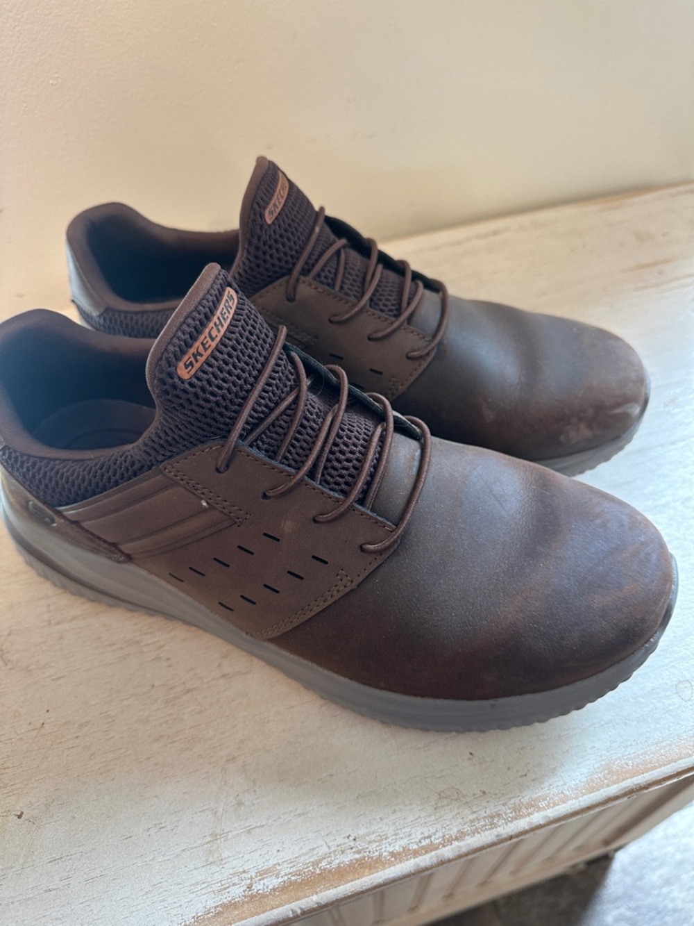 Skechers Men's Dark Brown Slip-On Lace Sneakers